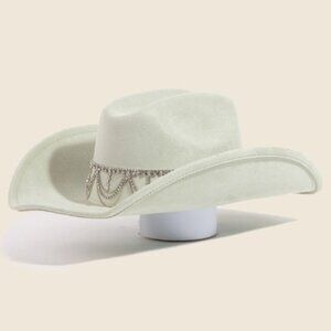 Hat Rhinestone Chain Link Western Cowboy Hat Sage Adjustible